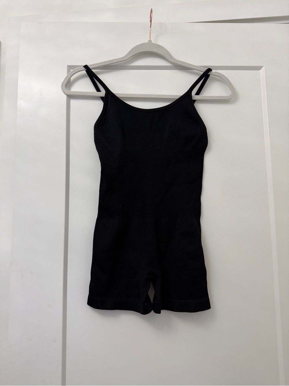 Amazon Black Ribbed Spaghetti-Strap Romper